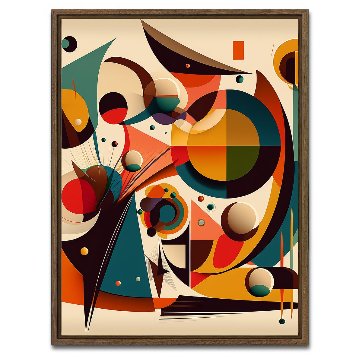 AUTO-MOCKUP WHITE | Mid Century Abstract S1 | 1 Piece | Walnut Framed Canvas | group=3x4
