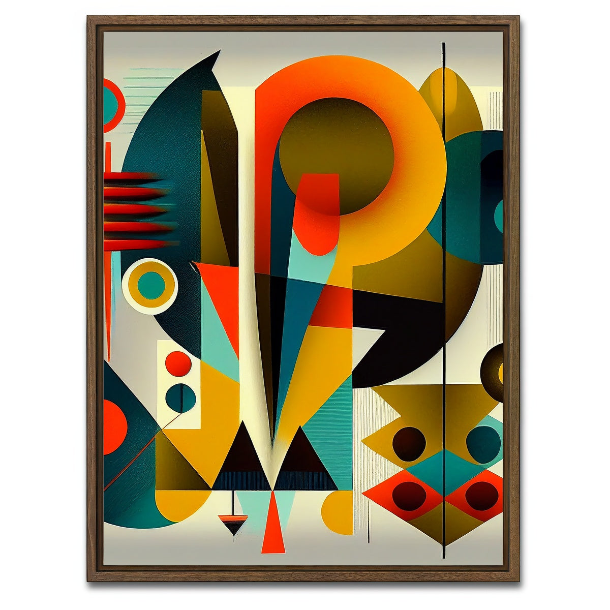 AUTO-MOCKUP WHITE | Mid Century Abstract S3 | 1 Piece | Walnut Framed Canvas | group=3x4