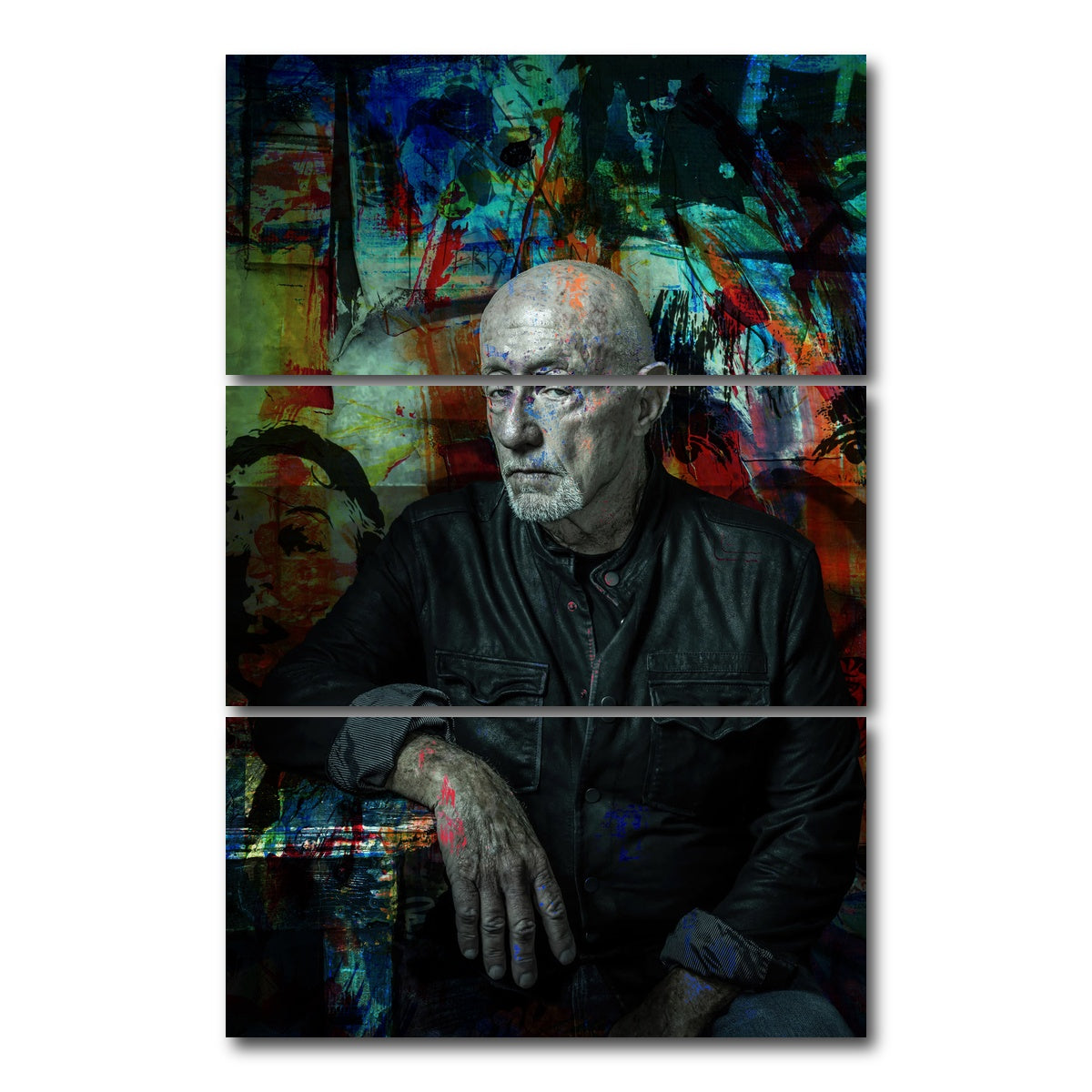 AUTO-MOCKUP WHITE | Mike - Jonathan Banks | 3 Piece | Gallery Wrap Canvas | group=12x24_stacked