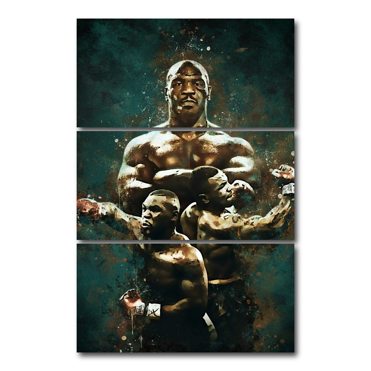 AUTO-MOCKUP WHITE | Mike Tyson Painting | 3 Piece | Gallery Wrap Canvas | group=12x24_stacked
