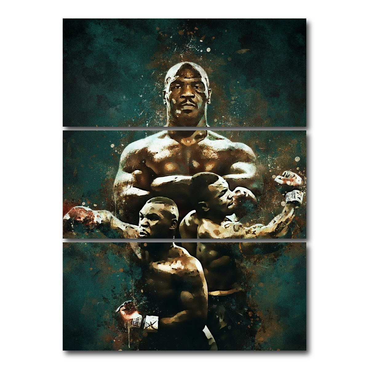 AUTO-MOCKUP WHITE | Mike Tyson Painting | 3 Piece | Gallery Wrap Canvas | group=8x18_stacked