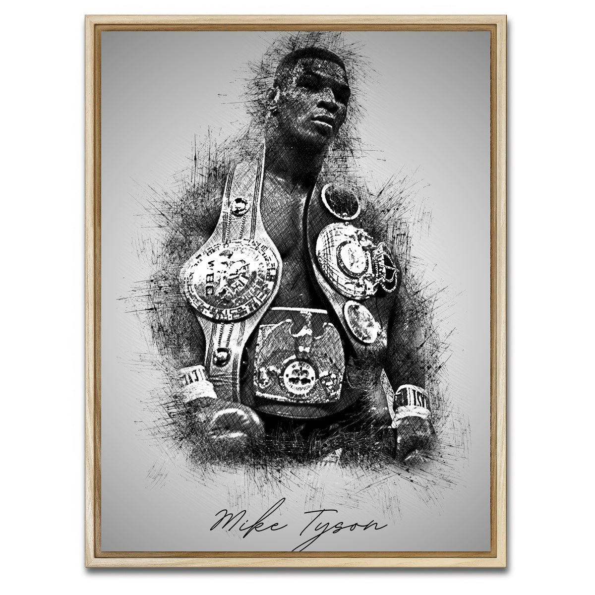 AUTO-MOCKUP WHITE | Mike Tyson Sketchy | 1 Piece | Natural Framed Canvas | group=3x4