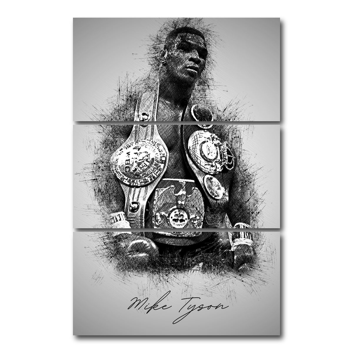 AUTO-MOCKUP WHITE | Mike Tyson Sketchy | 3 Piece | Gallery Wrap Canvas | group=12x24_stacked