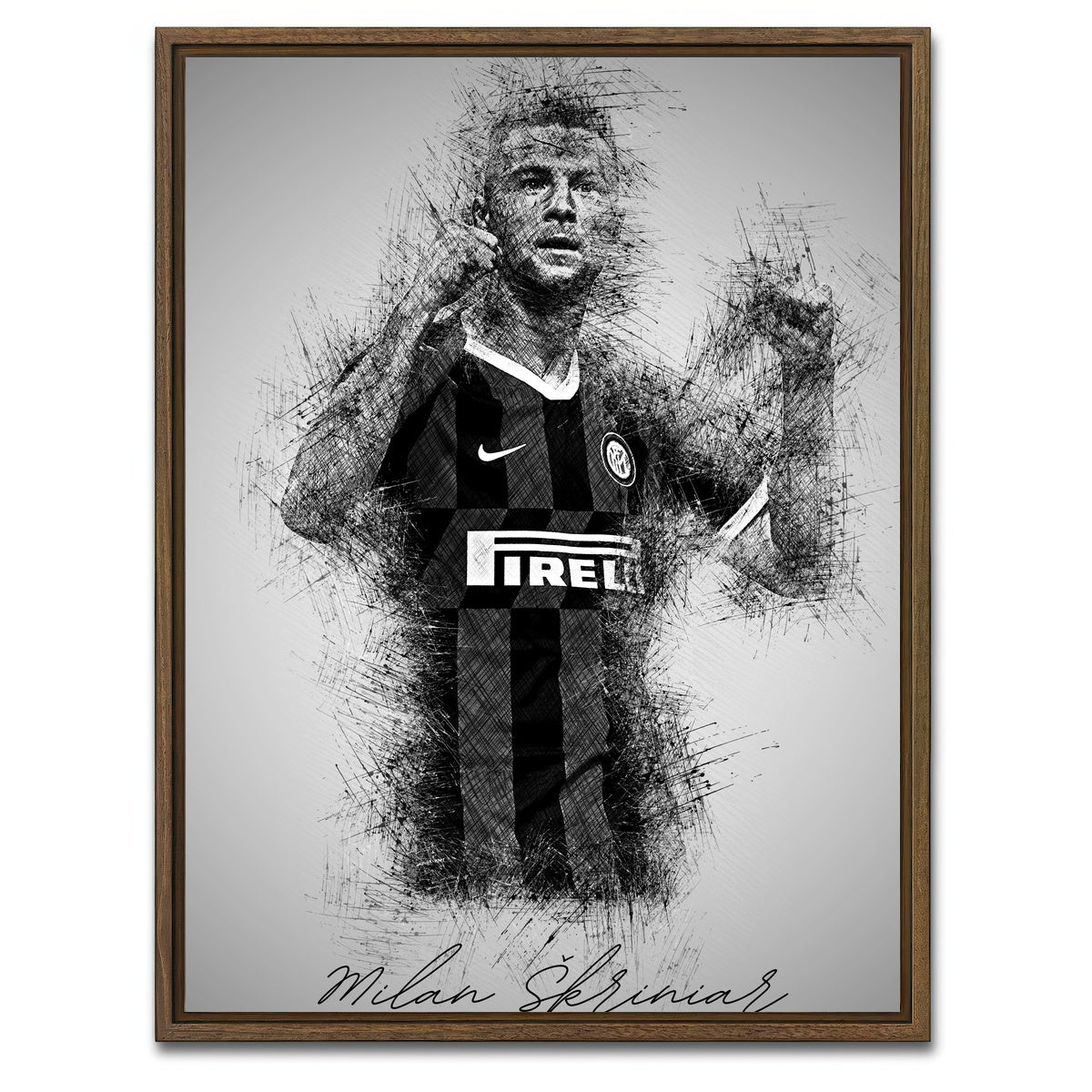 AUTO-MOCKUP WHITE | Milan Skriniar | 1 Piece | Walnut Framed Canvas | group=3x4