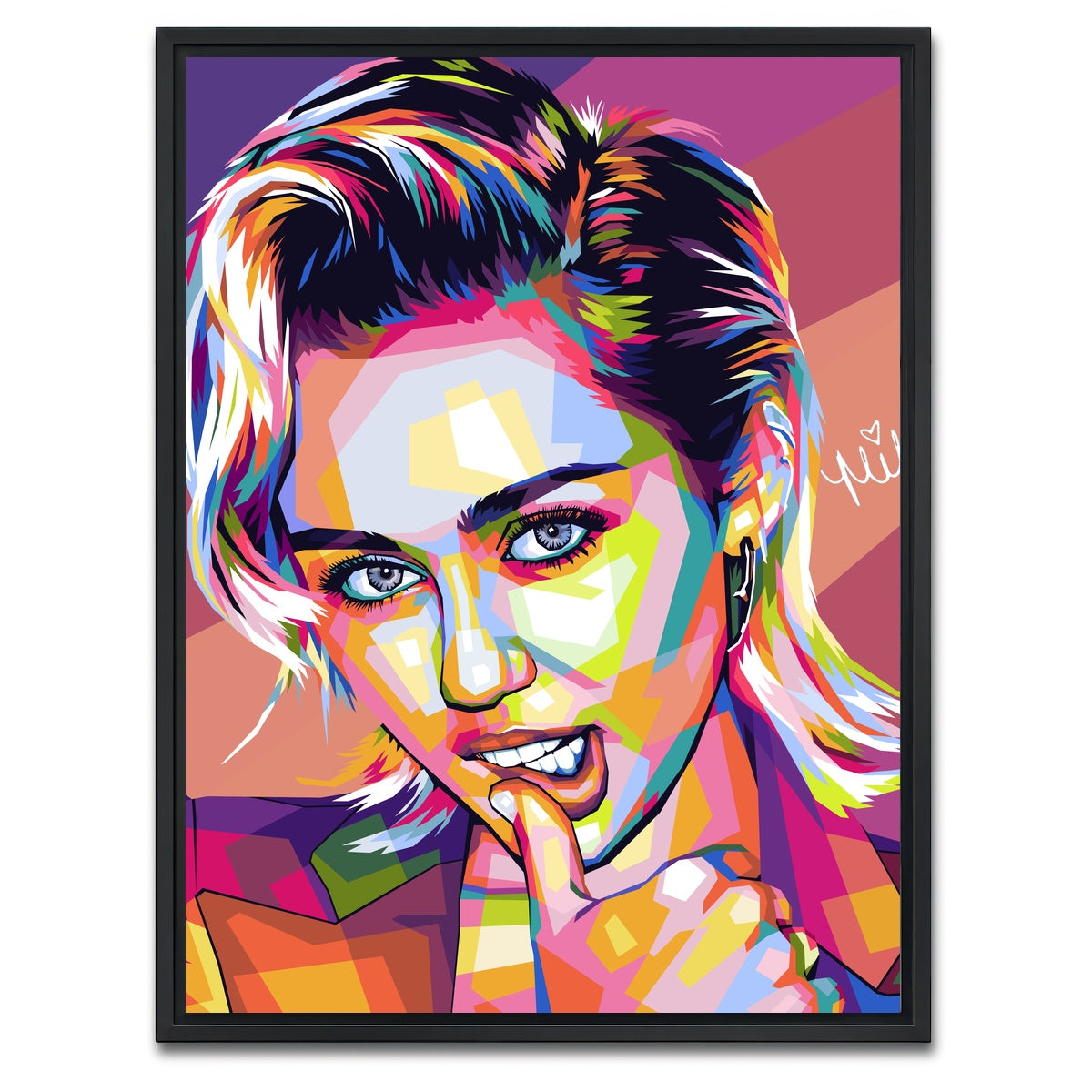 AUTO-MOCKUP WHITE | Miley Cyrus Colorful | 1 Piece | Black Framed Canvas | group=3x4