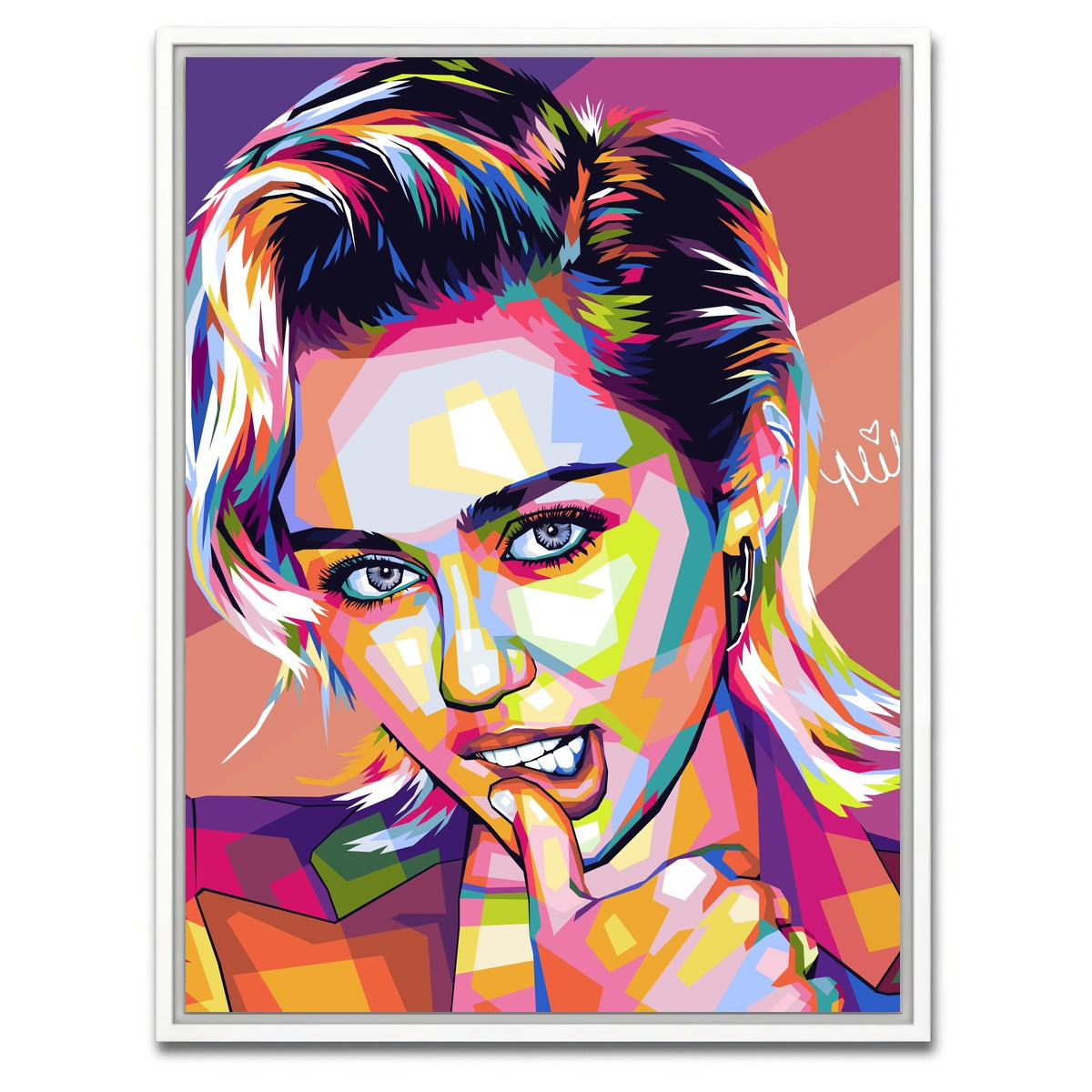 AUTO-MOCKUP WHITE | Miley Cyrus Colorful | 1 Piece | White Framed Canvas | group=3x4