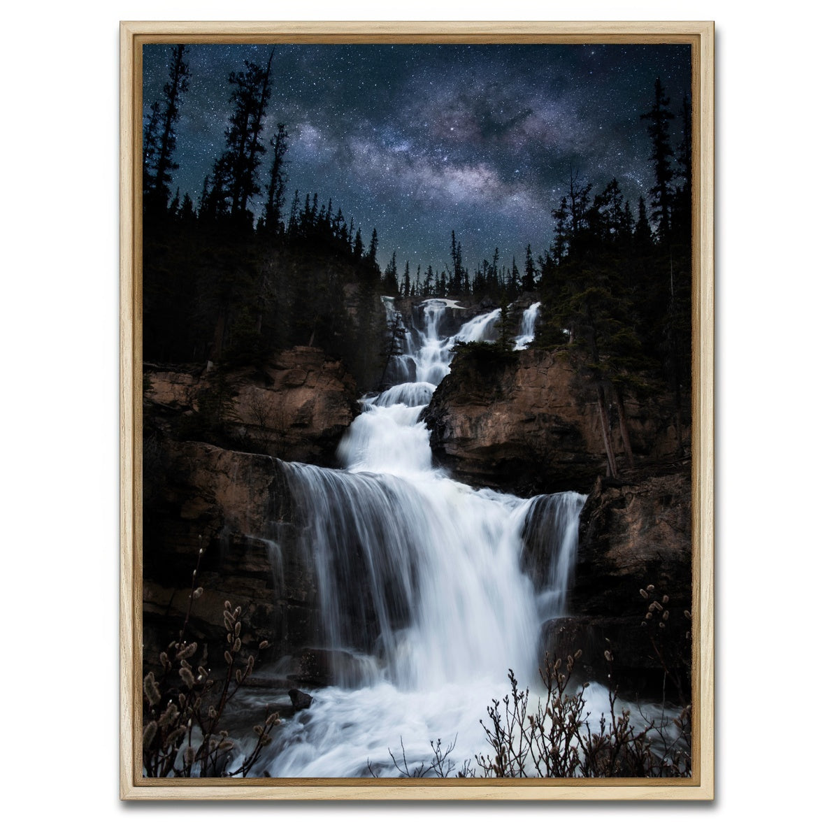 AUTO-MOCKUP WHITE | Milky Way Waterfall | 1 Piece | Natural Framed Canvas | group=3x4