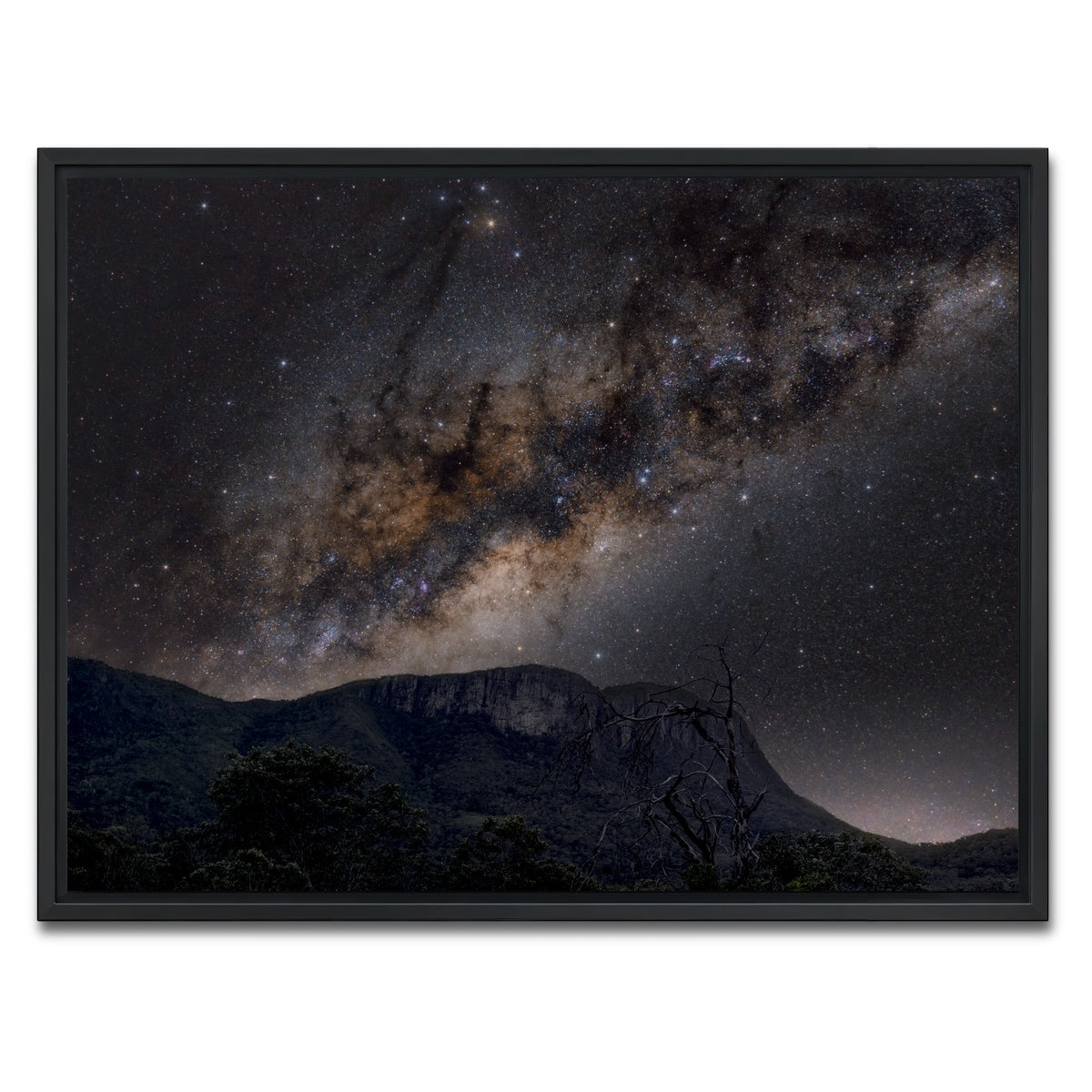 AUTO-MOCKUP WHITE | Milky Way over the Brazilian Cerrado | 1 Piece | Black Framed Canvas | group=4x3
