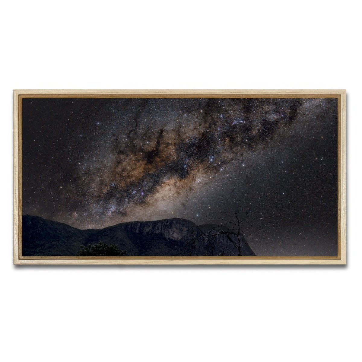 AUTO-MOCKUP WHITE | Milky Way over the Brazilian Cerrado | 1 Piece | Natural Framed Canvas | group=2x1