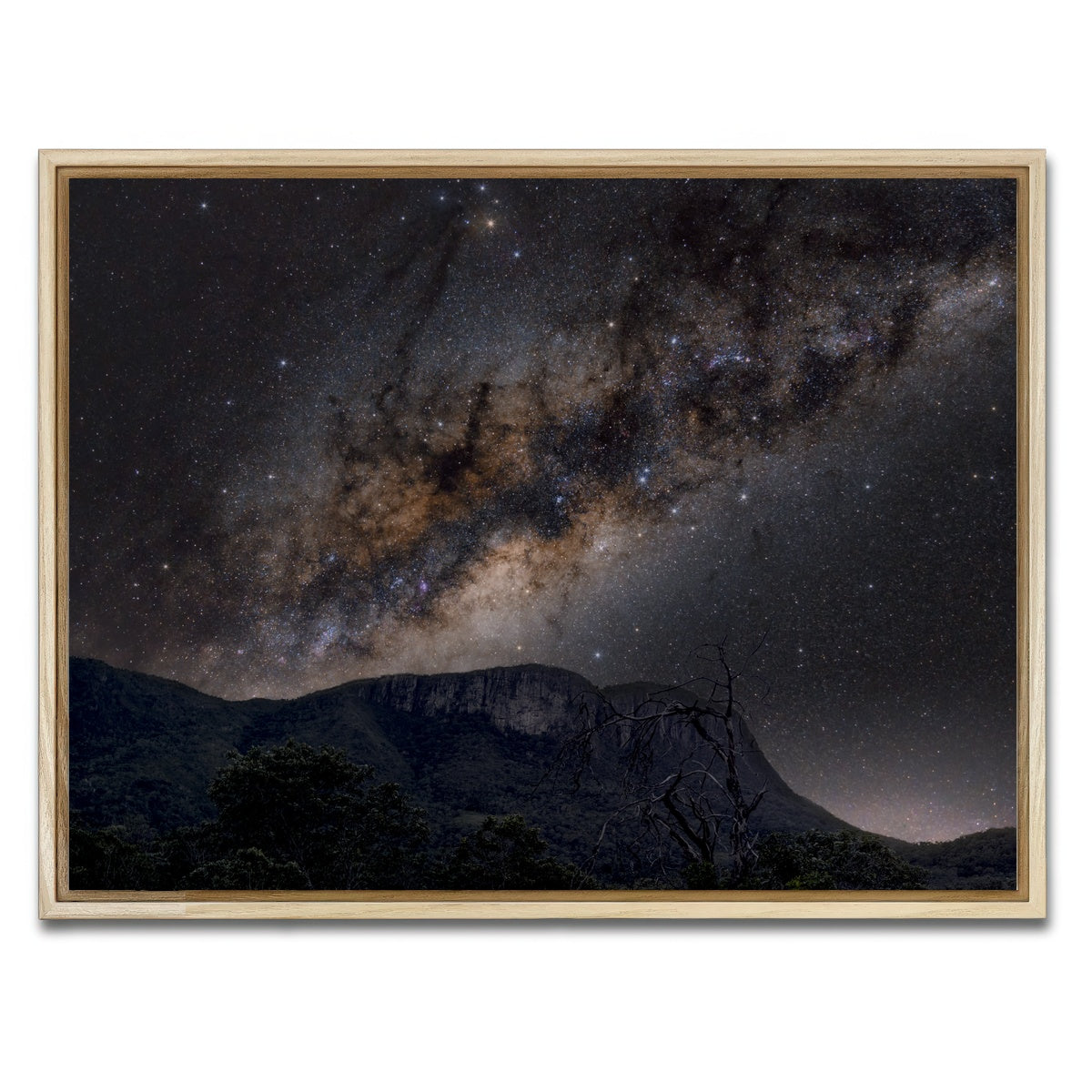 AUTO-MOCKUP WHITE | Milky Way over the Brazilian Cerrado | 1 Piece | Natural Framed Canvas | group=4x3