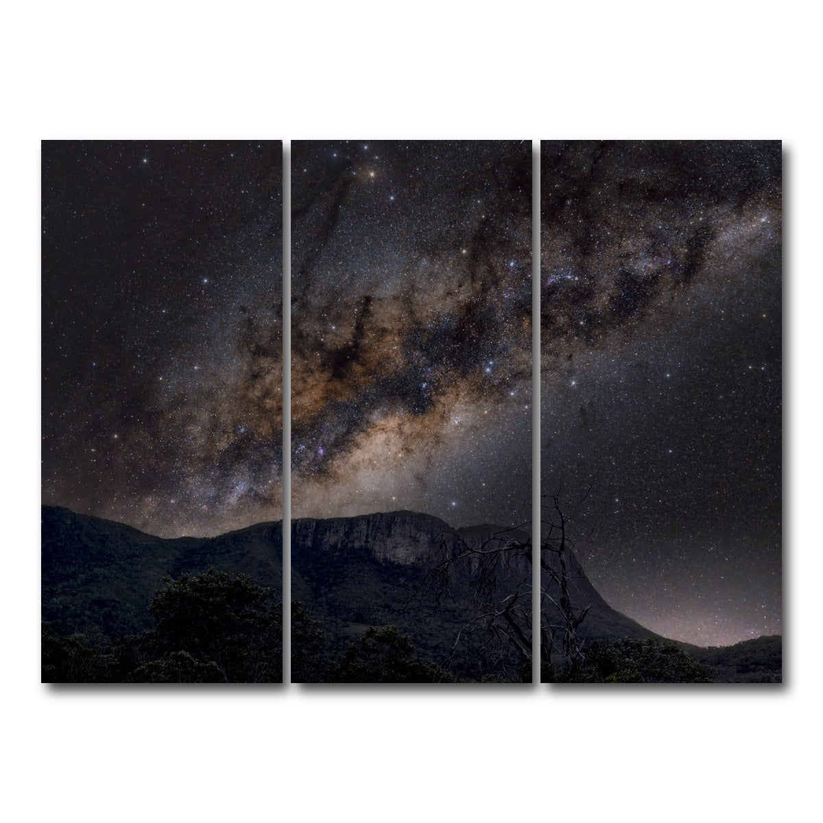 AUTO-MOCKUP WHITE | Milky Way over the Brazilian Cerrado | 3 Piece | Gallery Wrap Canvas | group=8x18