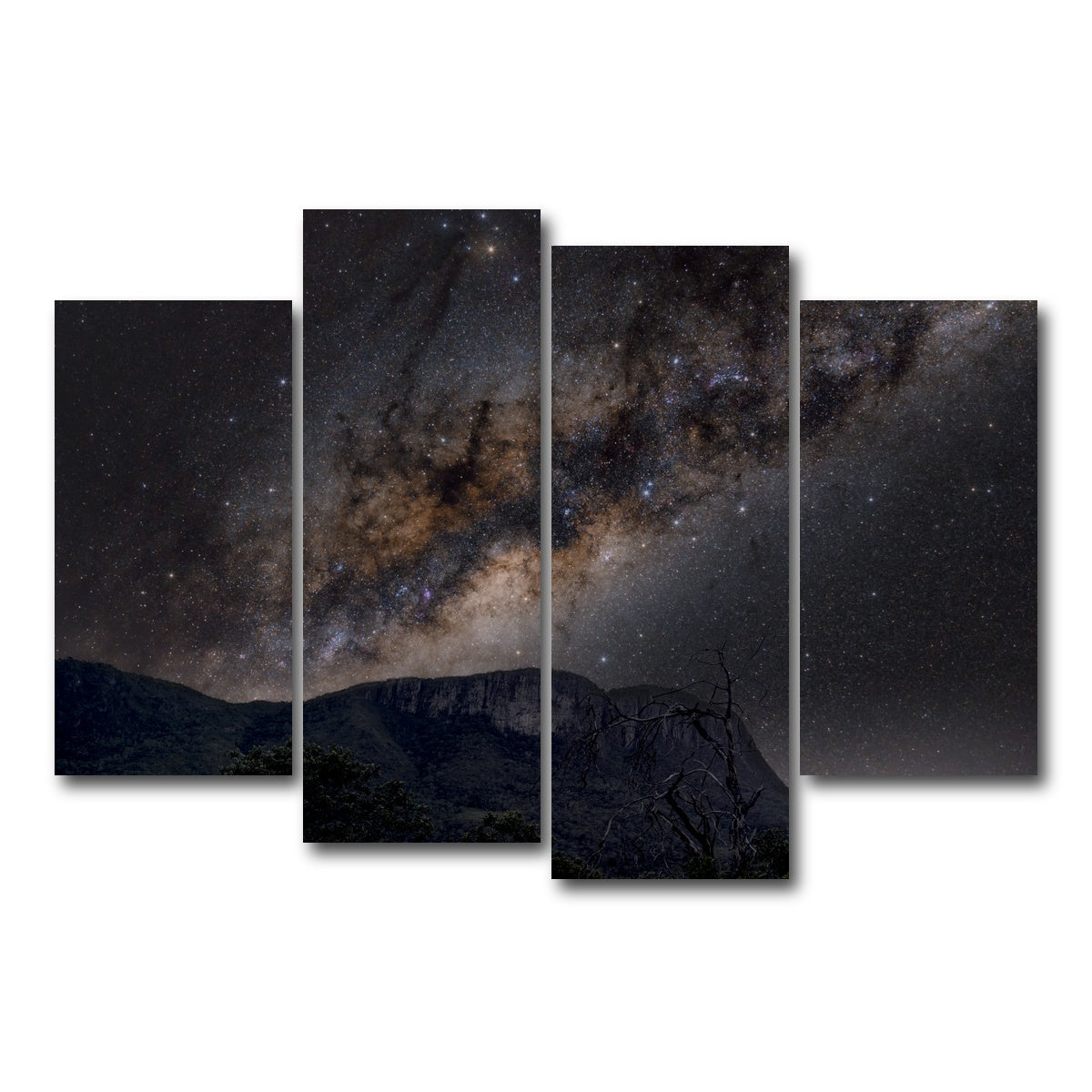 AUTO-MOCKUP WHITE | Milky Way over the Brazilian Cerrado | 4 Piece | Gallery Wrap Canvas | group=4_short