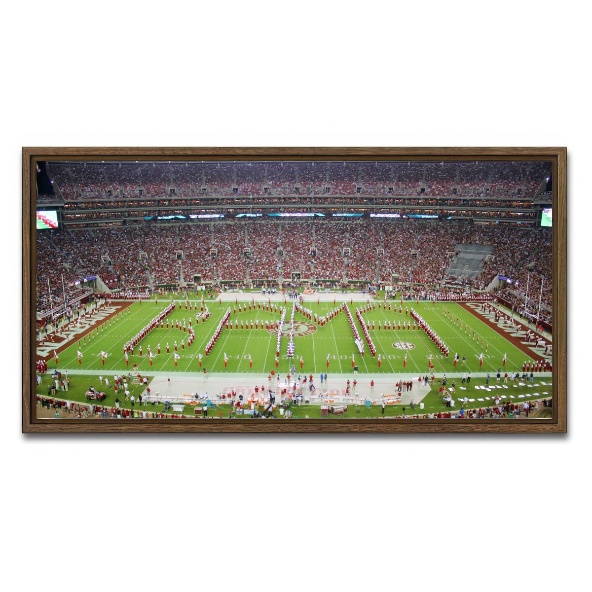 AUTO-MOCKUP WHITE | Million Dollar Band - Bryant Denny Stadium | 1 Piece | Walnut Framed Canvas | group=2x1