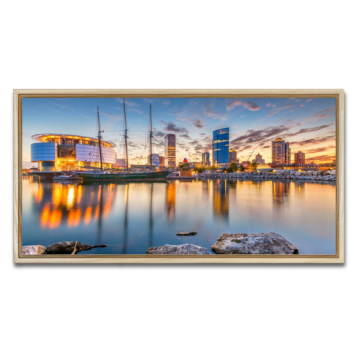 AUTO-MOCKUP WHITE | Milwaukee Lake Michigan | 1 Piece | Natural Framed Canvas | group=2x1