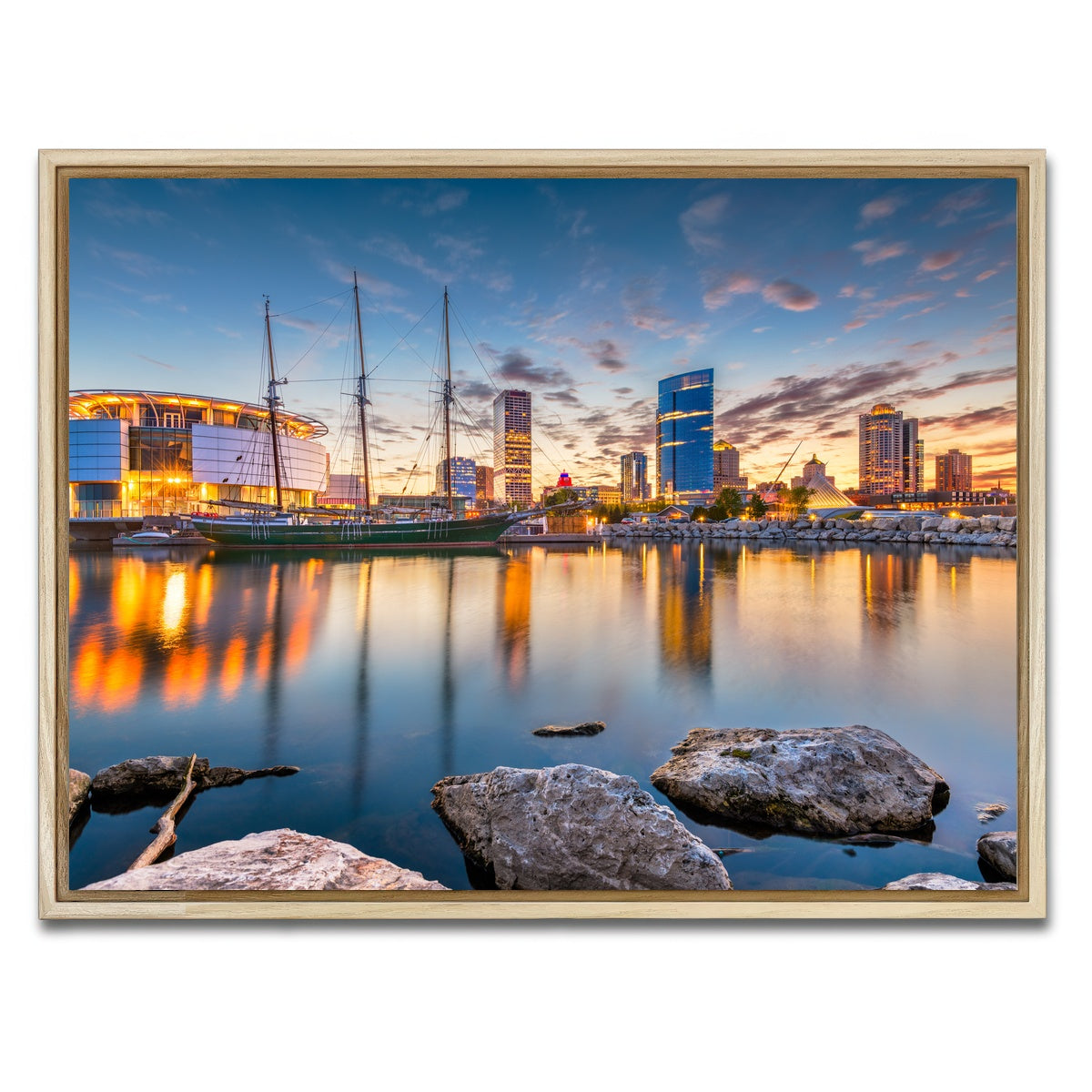 AUTO-MOCKUP WHITE | Milwaukee Lake Michigan | 1 Piece | Natural Framed Canvas | group=4x3