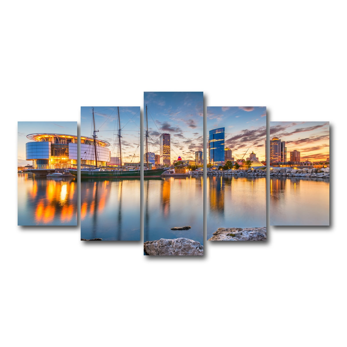 AUTO-MOCKUP WHITE | Milwaukee Lake Michigan | 5 Piece | Gallery Wrap Canvas | group=5_normal