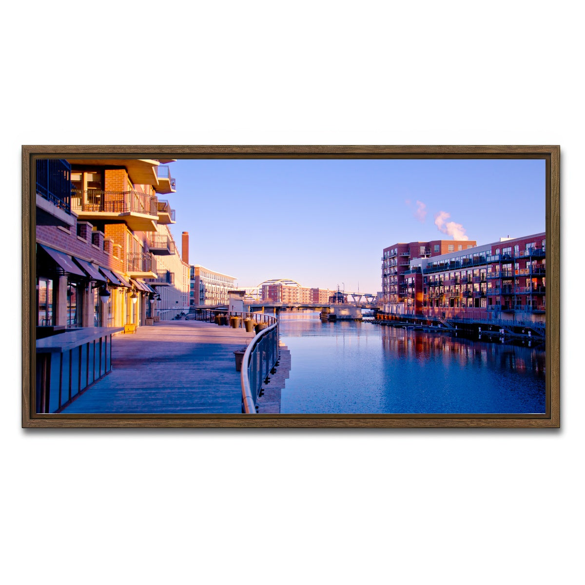 AUTO-MOCKUP WHITE | Milwaukee Third Ward Riverwalk | 1 Piece | Walnut Framed Canvas | group=2x1