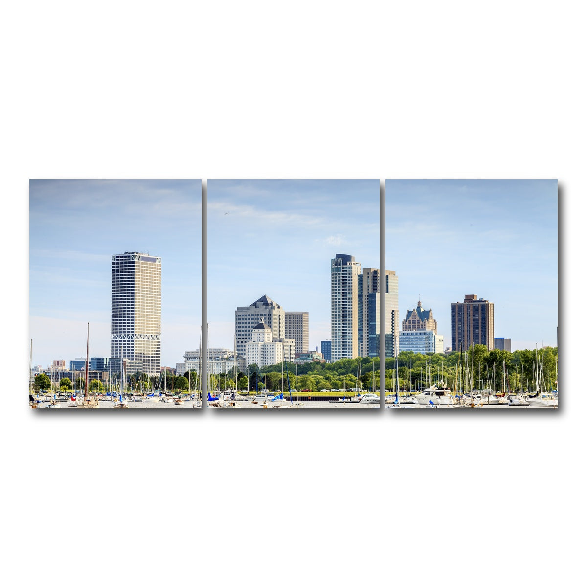 AUTO-MOCKUP WHITE | Milwaukee skyline day | 3 Piece | Gallery Wrap Canvas | group=18x24