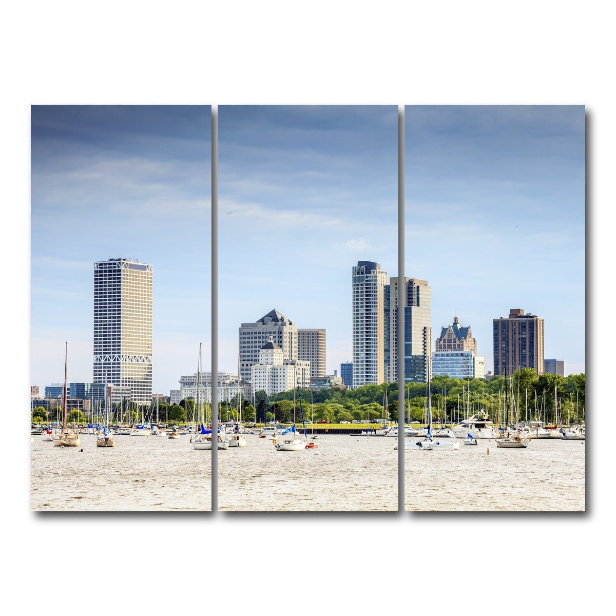 AUTO-MOCKUP WHITE | Milwaukee skyline day | 3 Piece | Gallery Wrap Canvas | group=8x18