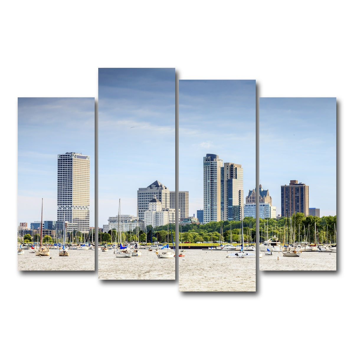AUTO-MOCKUP WHITE | Milwaukee skyline day | 4 Piece | Gallery Wrap Canvas | group=4_normal
