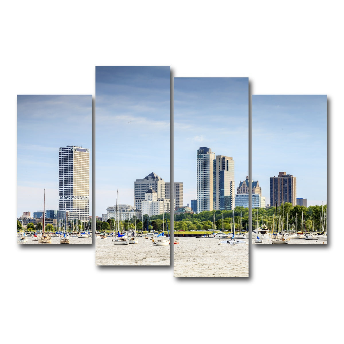 AUTO-MOCKUP WHITE | Milwaukee skyline day | 4 Piece | Gallery Wrap Canvas | group=4_short