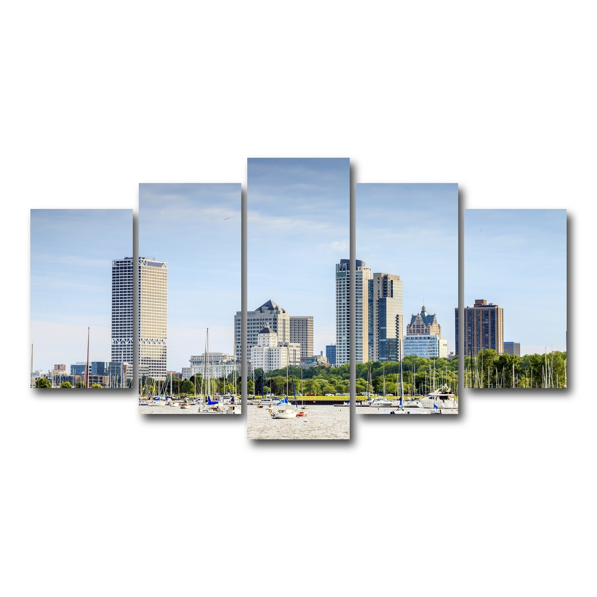 AUTO-MOCKUP WHITE | Milwaukee skyline day | 5 Piece | Gallery Wrap Canvas | group=5_normal