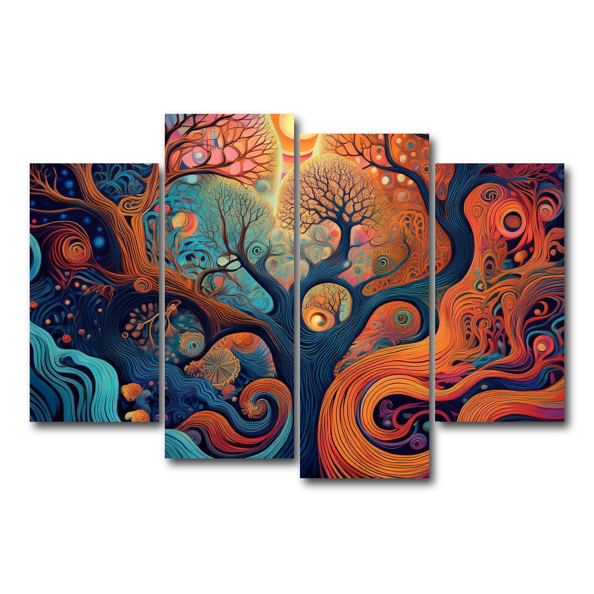 AUTO-MOCKUP WHITE | Mind Jungle | 4 Piece | Gallery Wrap Canvas | group=4_short