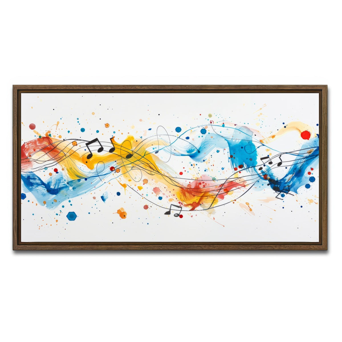 AUTO-MOCKUP WHITE | Minimalist Musical Notes | 1 Piece | Walnut Framed Canvas | group=2x1