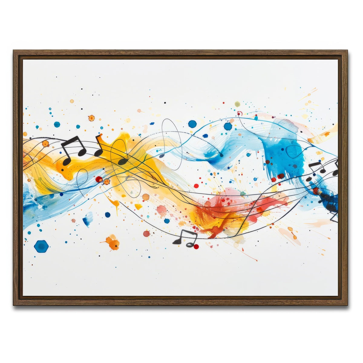 AUTO-MOCKUP WHITE | Minimalist Musical Notes | 1 Piece | Walnut Framed Canvas | group=4x3