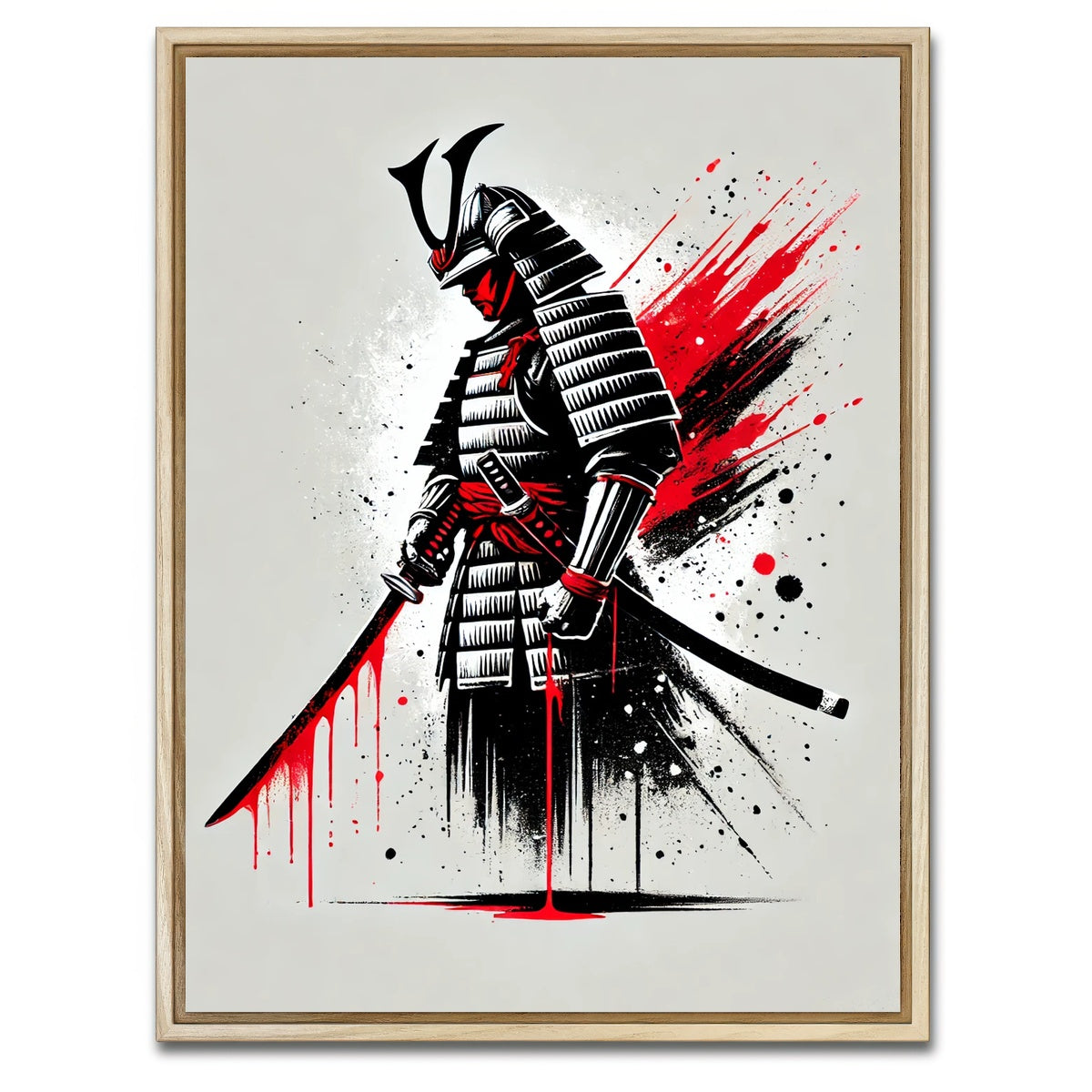 AUTO-MOCKUP WHITE | Minimalist Samurai Warrior | 1 Piece | Natural Framed Canvas | group=3x4