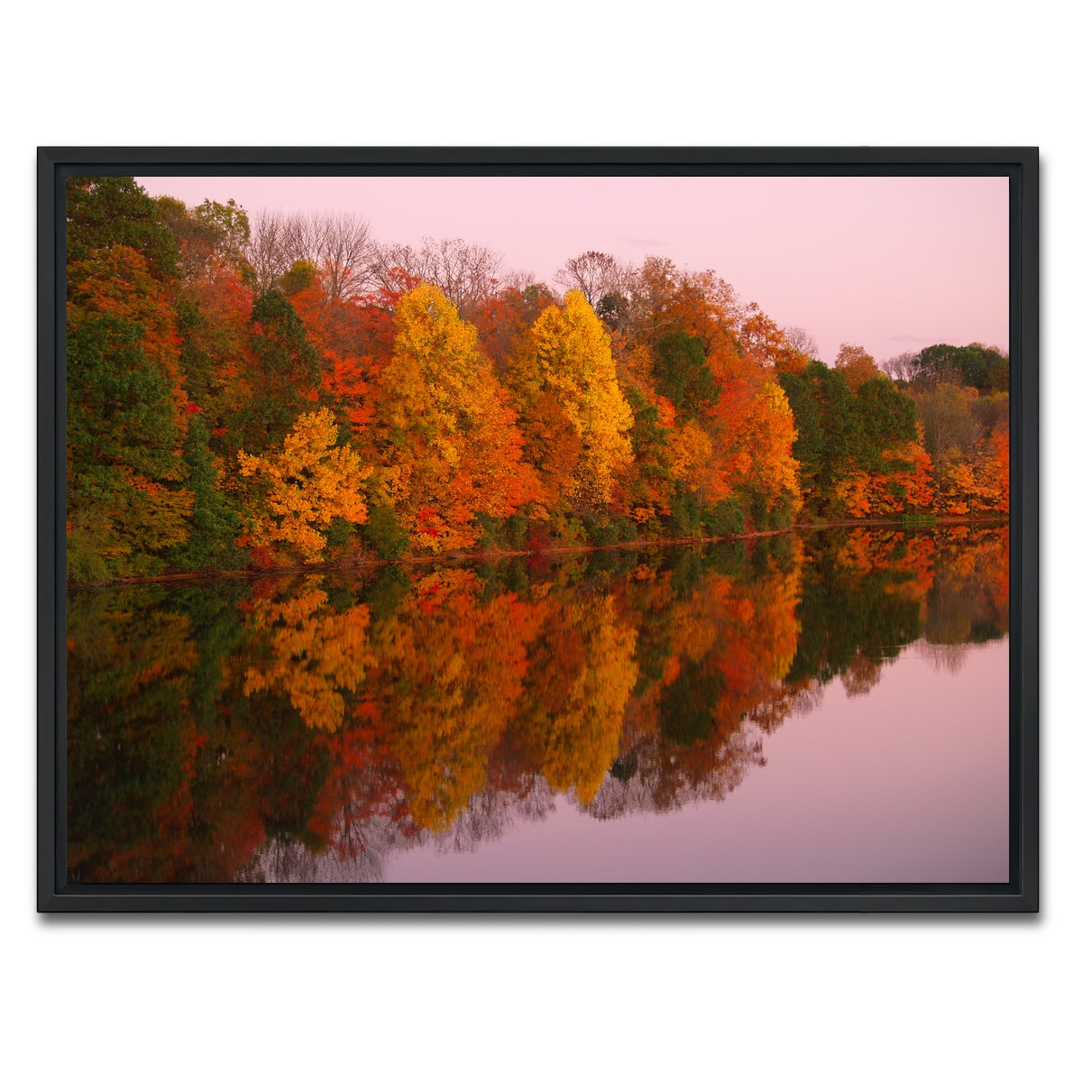 AUTO-MOCKUP WHITE | Mirrored Autumn Twilight at Lake Nockamixon | 1 Piece | Black Framed Canvas | group=4x3