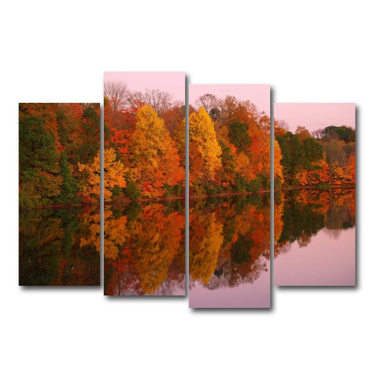 AUTO-MOCKUP WHITE | Mirrored Autumn Twilight at Lake Nockamixon | 4 Piece | Gallery Wrap Canvas | group=4_normal