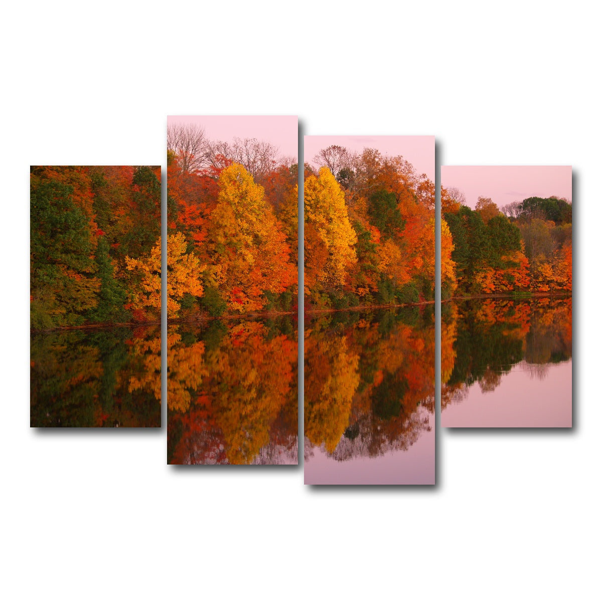 AUTO-MOCKUP WHITE | Mirrored Autumn Twilight at Lake Nockamixon | 4 Piece | Gallery Wrap Canvas | group=4_short