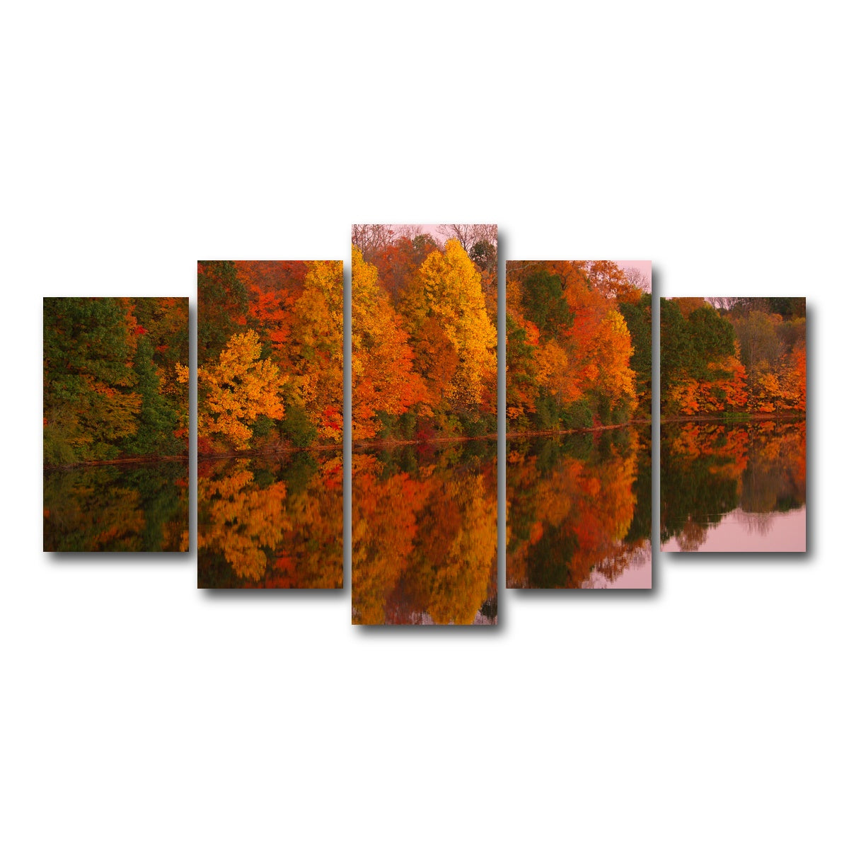 AUTO-MOCKUP WHITE | Mirrored Autumn Twilight at Lake Nockamixon | 5 Piece | Gallery Wrap Canvas | group=5_normal