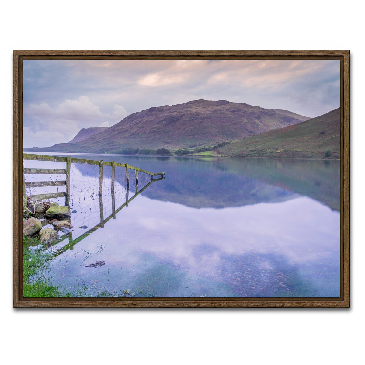 AUTO-MOCKUP WHITE | Mirrored Fence | 1 Piece | Walnut Framed Canvas | group=4x3
