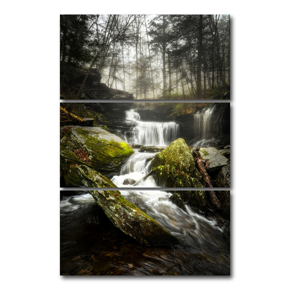 AUTO-MOCKUP WHITE | Misty Cascade | 3 Piece | Gallery Wrap Canvas | group=12x24_stacked
