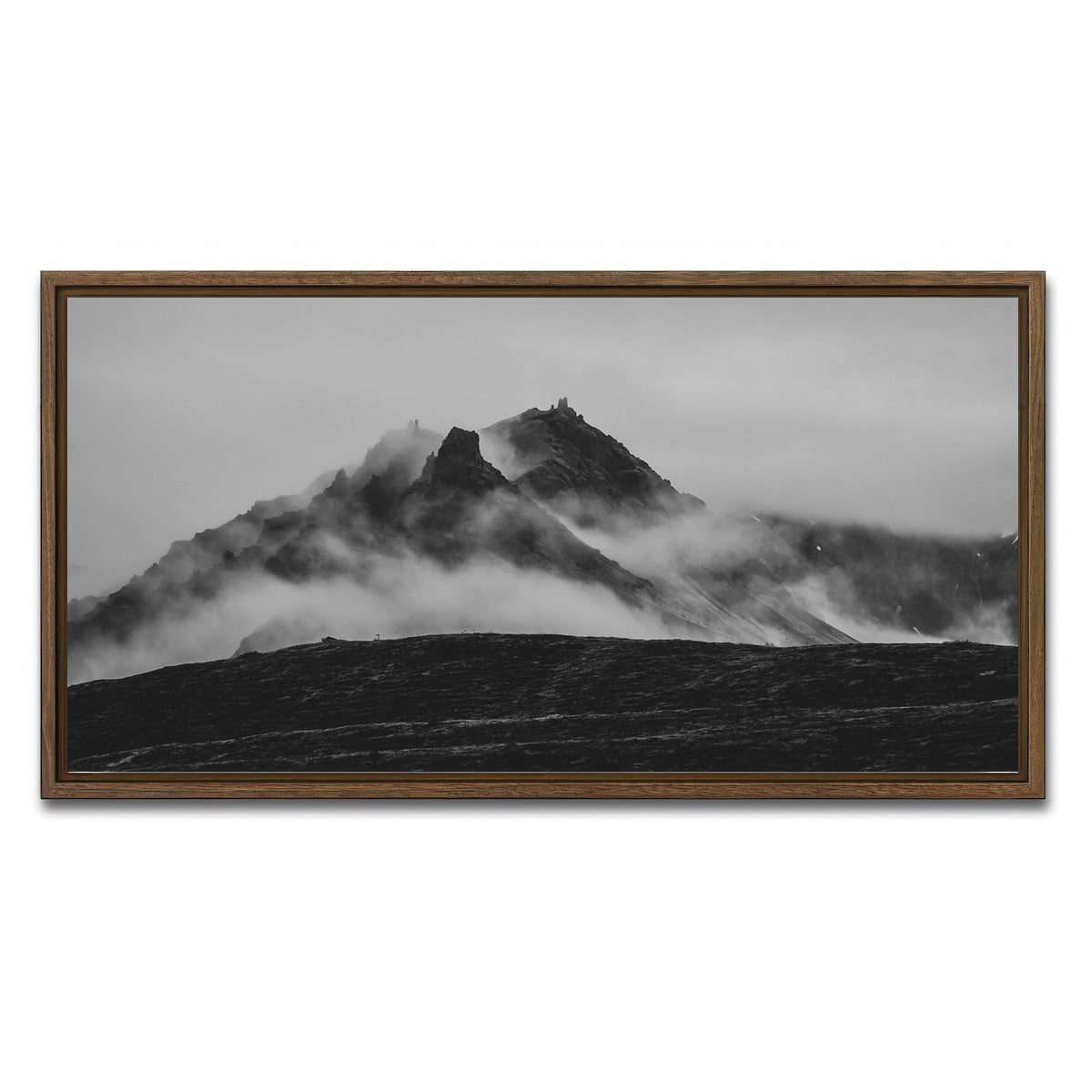 AUTO-MOCKUP WHITE | Misty Peaks | 1 Piece | Walnut Framed Canvas | group=2x1