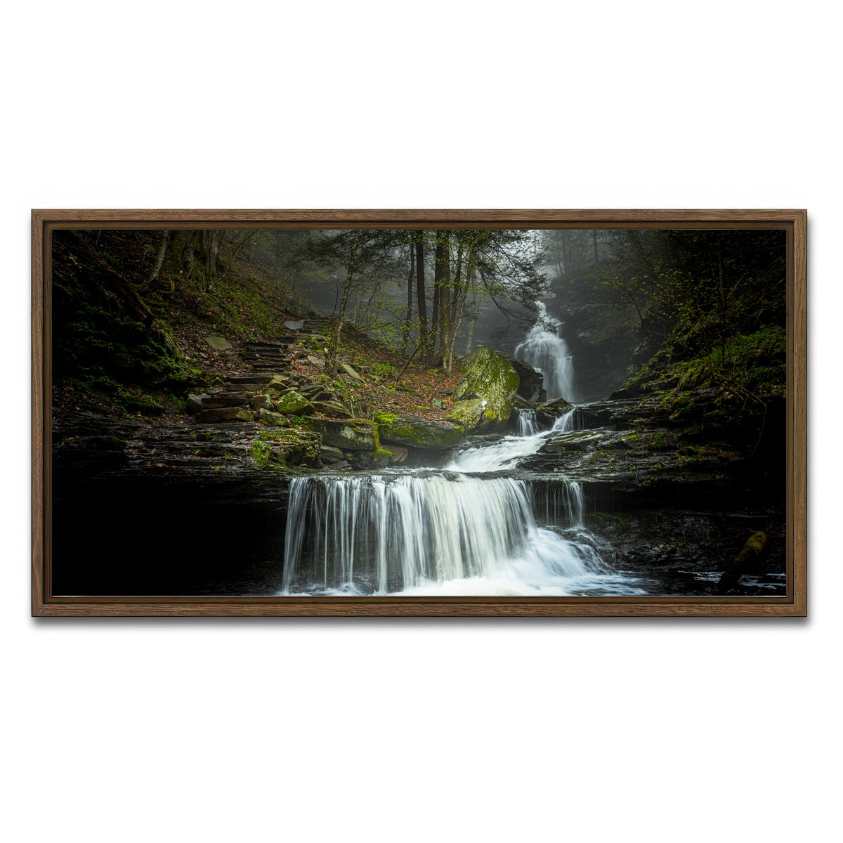 AUTO-MOCKUP WHITE | Misty Steps | 1 Piece | Walnut Framed Canvas | group=2x1