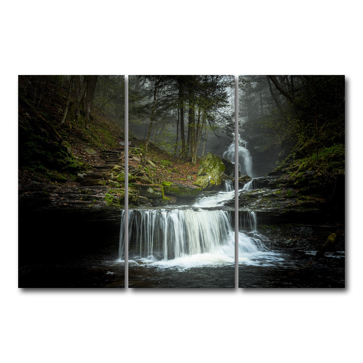 AUTO-MOCKUP WHITE | Misty Steps | 3 Piece | Gallery Wrap Canvas | group=12x24