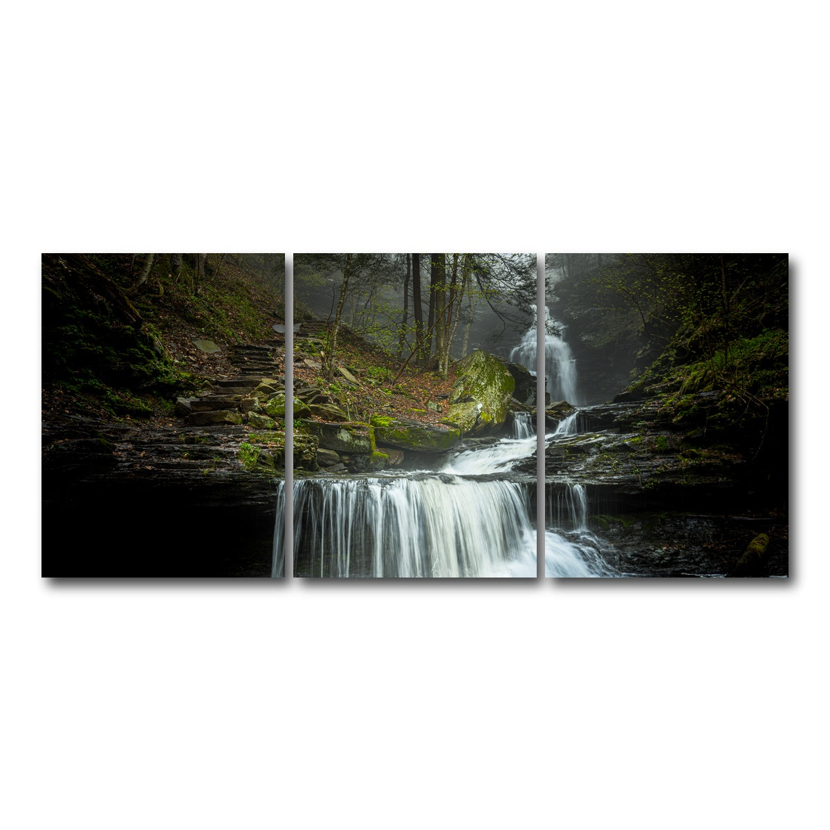 AUTO-MOCKUP WHITE | Misty Steps | 3 Piece | Gallery Wrap Canvas | group=18x24