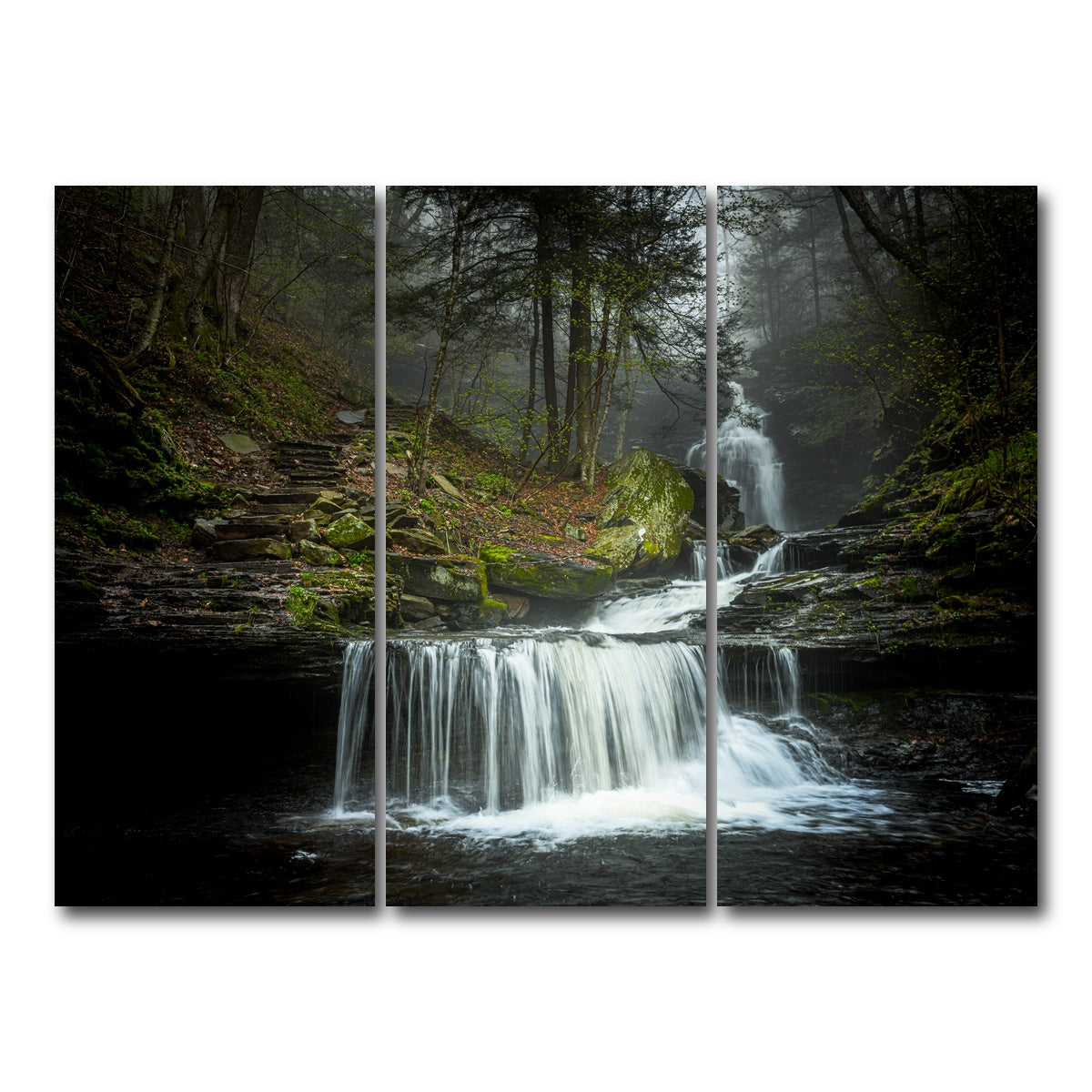 AUTO-MOCKUP WHITE | Misty Steps | 3 Piece | Gallery Wrap Canvas | group=8x18