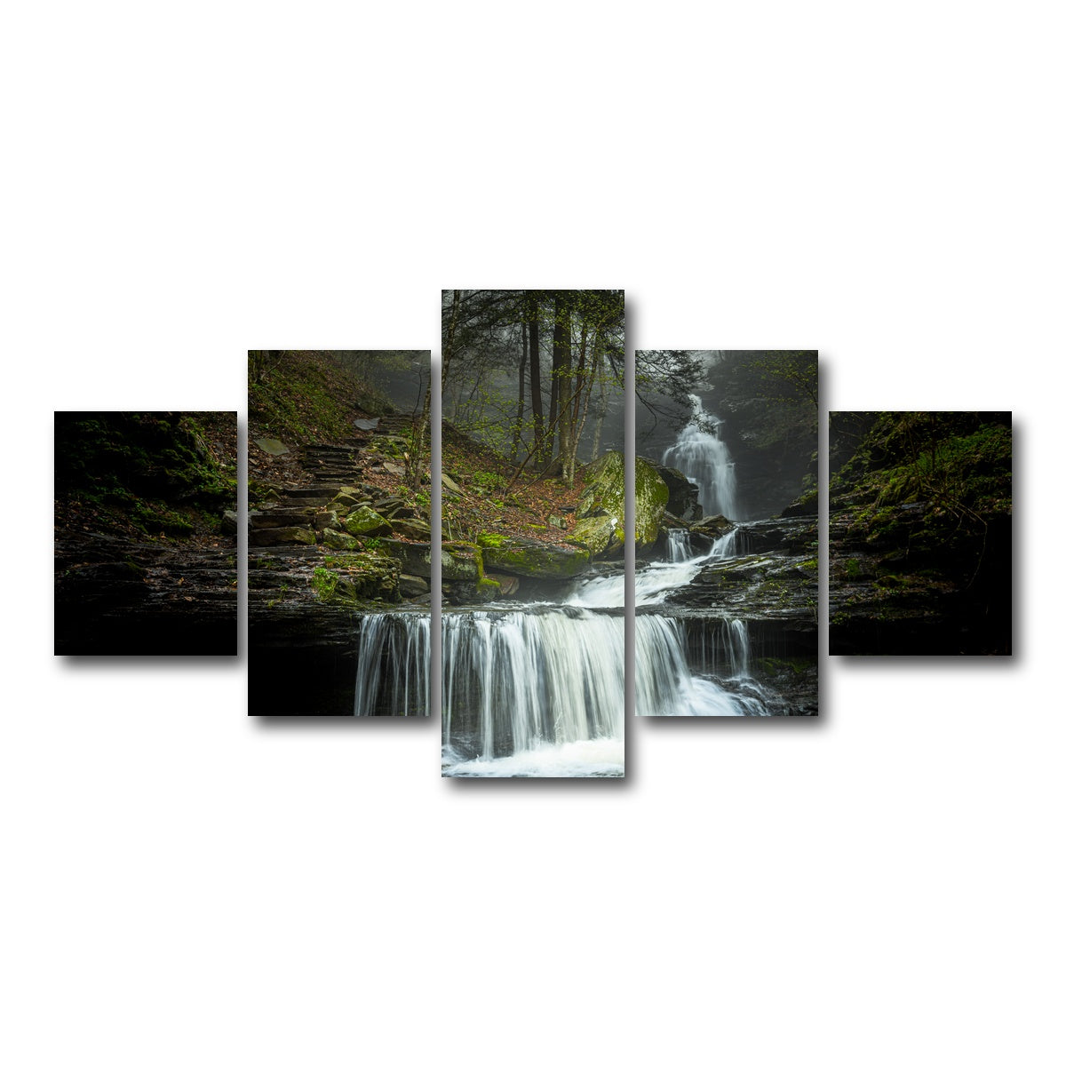 AUTO-MOCKUP WHITE | Misty Steps | 5 Piece | Gallery Wrap Canvas | group=5_short