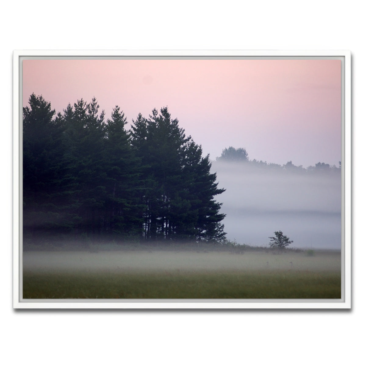AUTO-MOCKUP WHITE | Misty Wisconsin Morning Castle Rock Lake | 1 Piece | White Framed Canvas | group=4x3