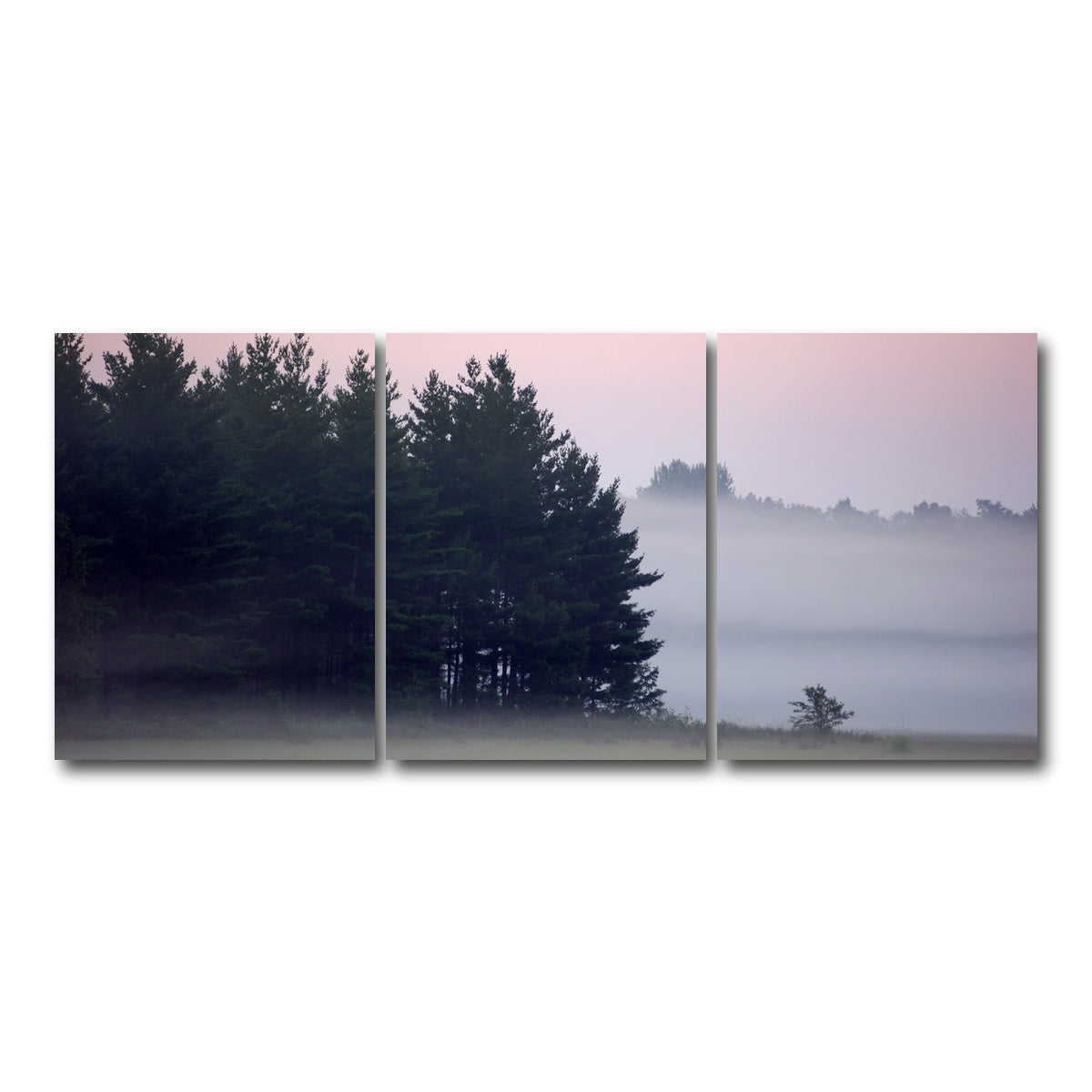 AUTO-MOCKUP WHITE | Misty Wisconsin Morning Castle Rock Lake | 3 Piece | Gallery Wrap Canvas | group=18x24