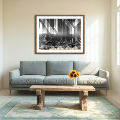 AUTO-MOCKUP ROOM | Modern Art Brooklyn Bridge & Skyline Wall Art