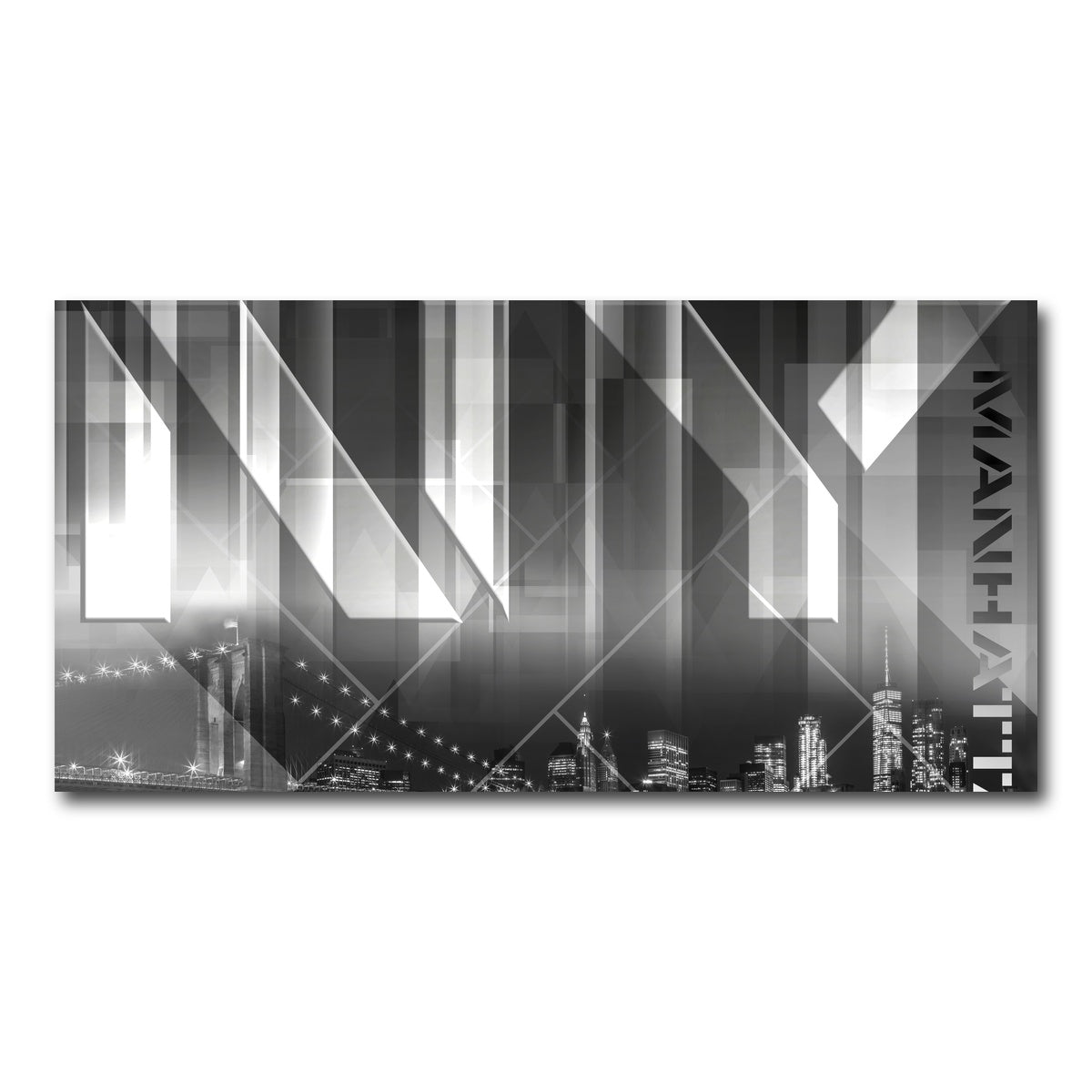 AUTO-MOCKUP WHITE | Modern Art BROOKLYN BRIDGE & SKYLINE | 1 Piece | Gallery Wrap Canvas | group=2x1