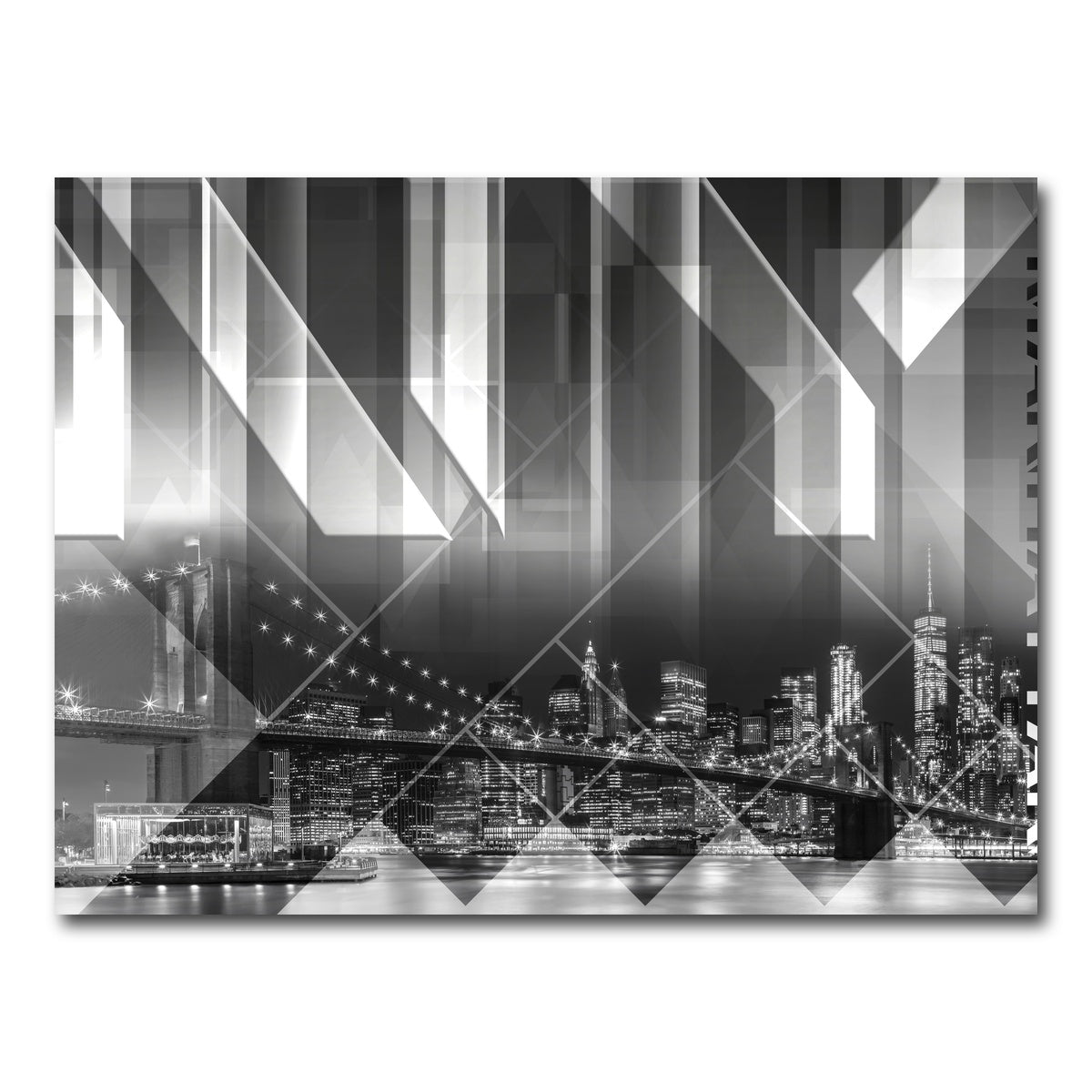 AUTO-MOCKUP WHITE | Modern Art BROOKLYN BRIDGE & SKYLINE | 1 Piece | Gallery Wrap Canvas | group=4x3