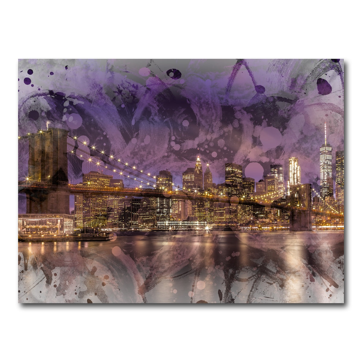 AUTO-MOCKUP WHITE | Modern Art BROOKLYN BRIDGE Sunset | 1 Piece | Gallery Wrap Canvas | group=4x3