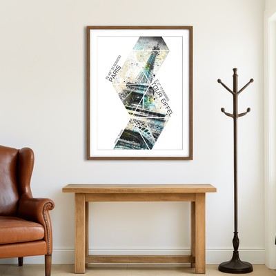 AUTO-MOCKUP ROOM | Modern Art Eiffel Tower Coordinates Wall Art