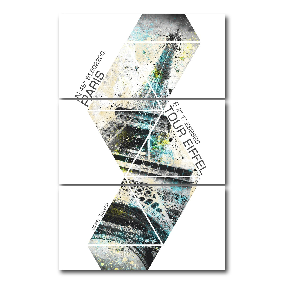 AUTO-MOCKUP WHITE | Modern Art EIFFEL TOWER Coordinates | 3 Piece | Gallery Wrap Canvas | group=12x24_stacked